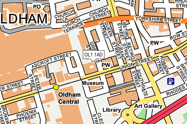 OL1 1AD map - OS OpenMap – Local (Ordnance Survey)