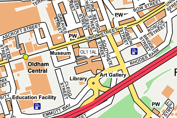 OL1 1AL map - OS OpenMap – Local (Ordnance Survey)