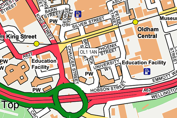 OL1 1AN map - OS OpenMap – Local (Ordnance Survey)