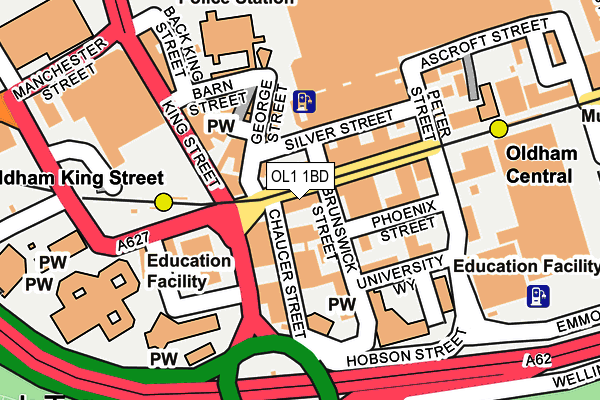 OL1 1BD map - OS OpenMap – Local (Ordnance Survey)