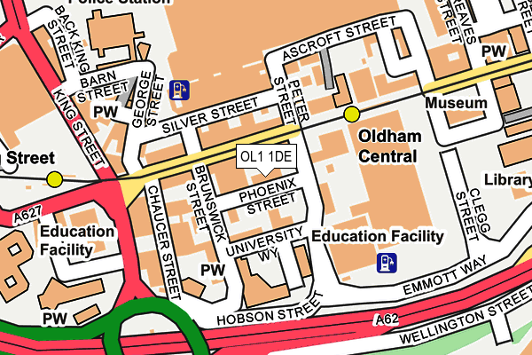 OL1 1DE map - OS OpenMap – Local (Ordnance Survey)