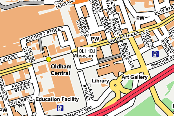 OL1 1DJ map - OS OpenMap – Local (Ordnance Survey)