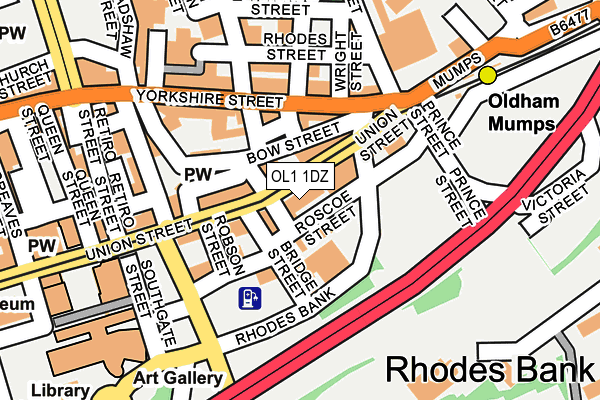 OL1 1DZ map - OS OpenMap – Local (Ordnance Survey)