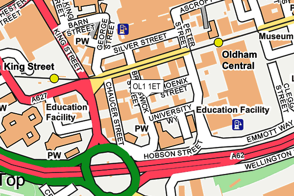 OL1 1ET map - OS OpenMap – Local (Ordnance Survey)
