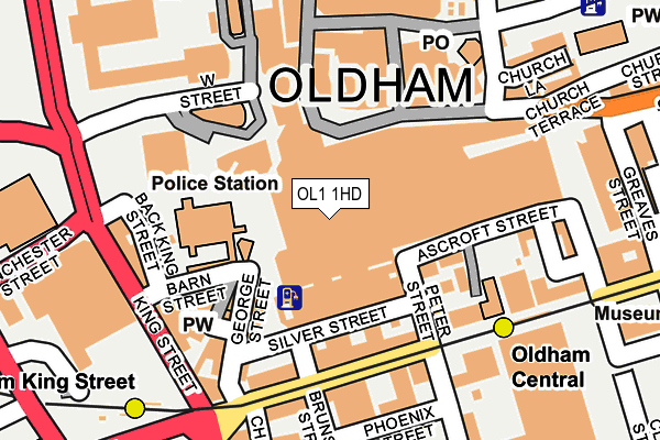 OL1 1HD map - OS OpenMap – Local (Ordnance Survey)