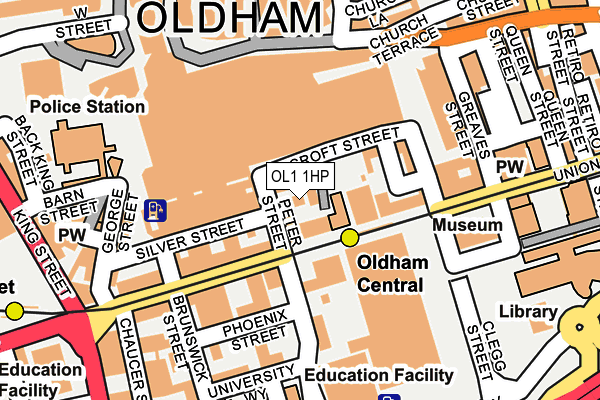 OL1 1HP map - OS OpenMap – Local (Ordnance Survey)