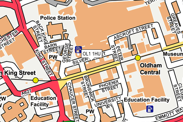 OL1 1HU map - OS OpenMap – Local (Ordnance Survey)