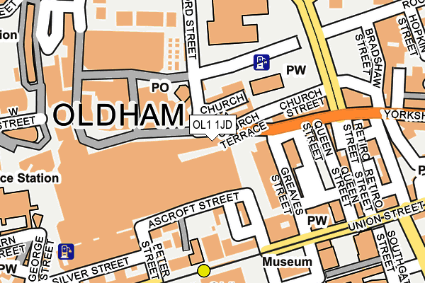 OL1 1JD map - OS OpenMap – Local (Ordnance Survey)