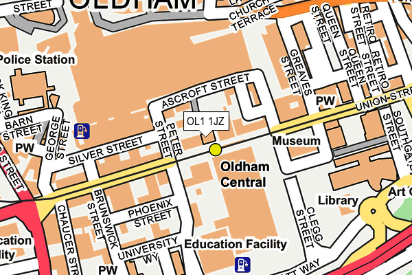 OL1 1JZ map - OS OpenMap – Local (Ordnance Survey)