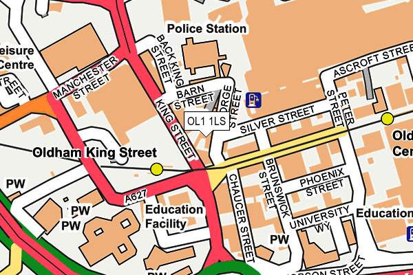 OL1 1LS map - OS OpenMap – Local (Ordnance Survey)