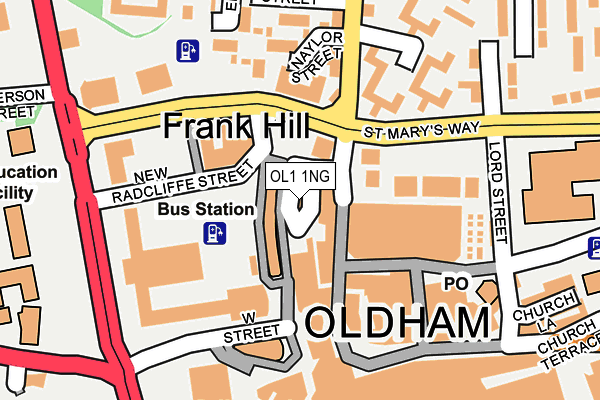 OL1 1NG map - OS OpenMap – Local (Ordnance Survey)