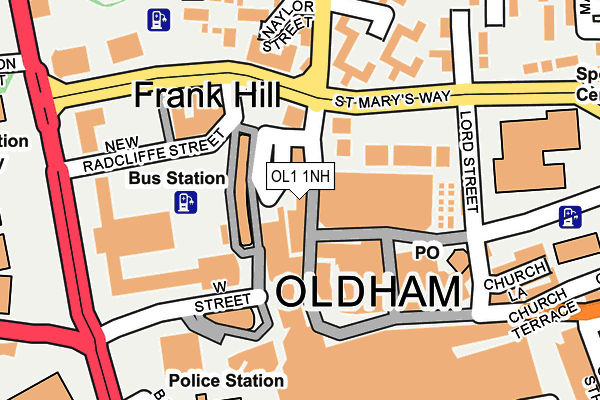 OL1 1NH map - OS OpenMap – Local (Ordnance Survey)