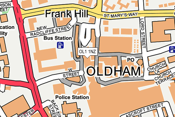 OL1 1NZ map - OS OpenMap – Local (Ordnance Survey)
