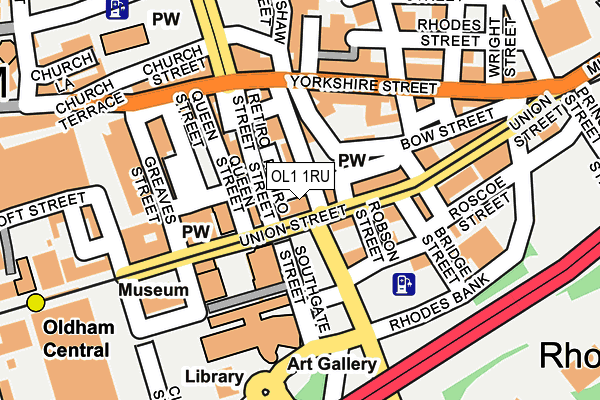 OL1 1RU map - OS OpenMap – Local (Ordnance Survey)