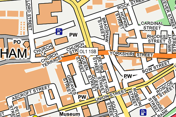 OL1 1SB map - OS OpenMap – Local (Ordnance Survey)
