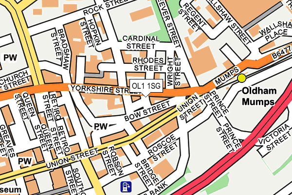 OL1 1SG map - OS OpenMap – Local (Ordnance Survey)