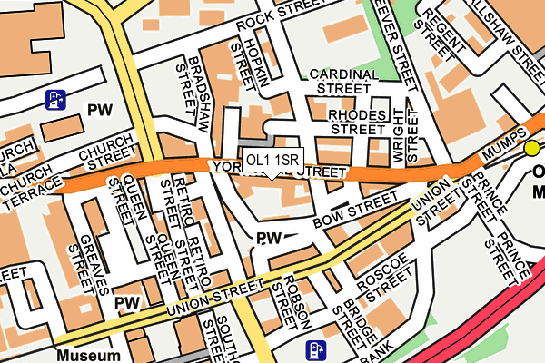 OL1 1SR map - OS OpenMap – Local (Ordnance Survey)