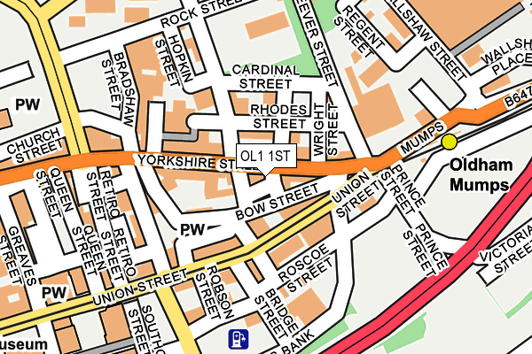 OL1 1ST map - OS OpenMap – Local (Ordnance Survey)