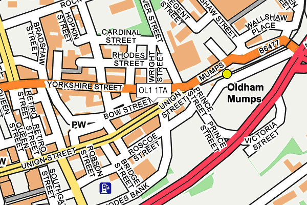 OL1 1TA map - OS OpenMap – Local (Ordnance Survey)