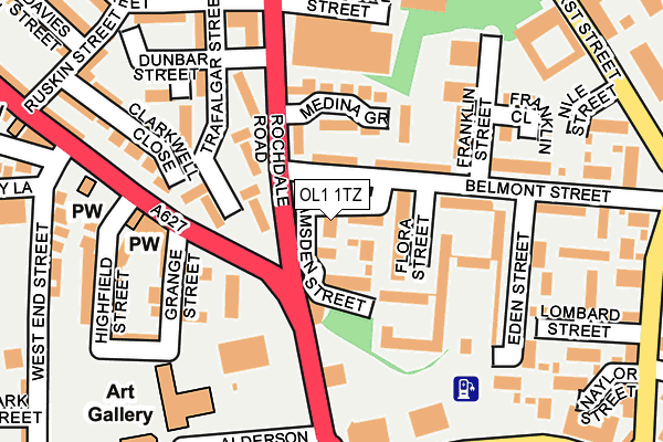OL1 1TZ map - OS OpenMap – Local (Ordnance Survey)