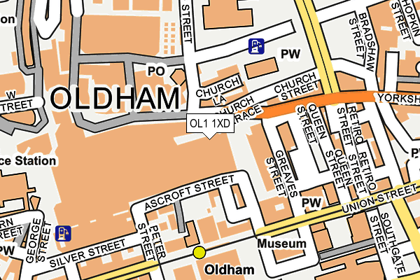 OL1 1XD map - OS OpenMap – Local (Ordnance Survey)