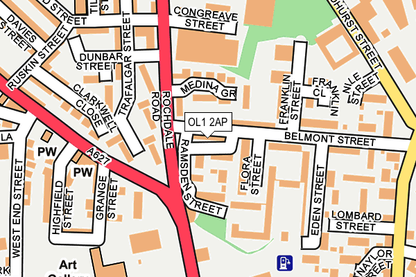 OL1 2AP map - OS OpenMap – Local (Ordnance Survey)