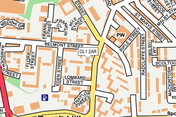 OL1 2AR map - OS OpenMap – Local (Ordnance Survey)