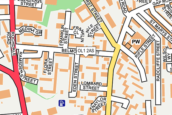 OL1 2AS map - OS OpenMap – Local (Ordnance Survey)