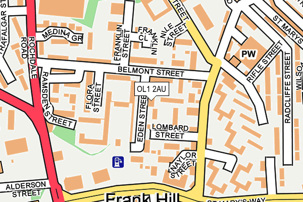 OL1 2AU map - OS OpenMap – Local (Ordnance Survey)