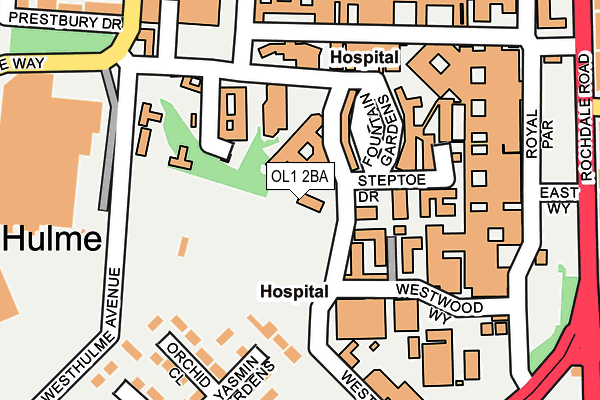 OL1 2BA map - OS OpenMap – Local (Ordnance Survey)