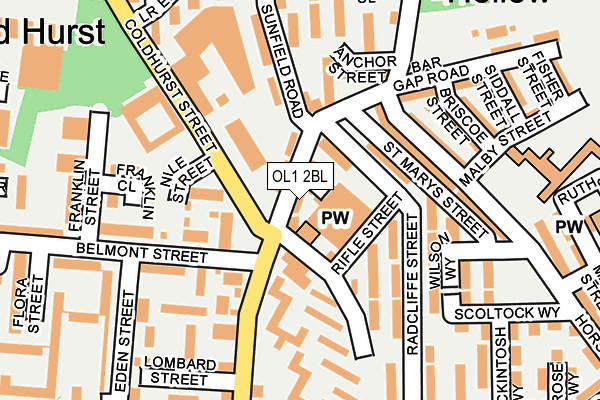 OL1 2BL map - OS OpenMap – Local (Ordnance Survey)