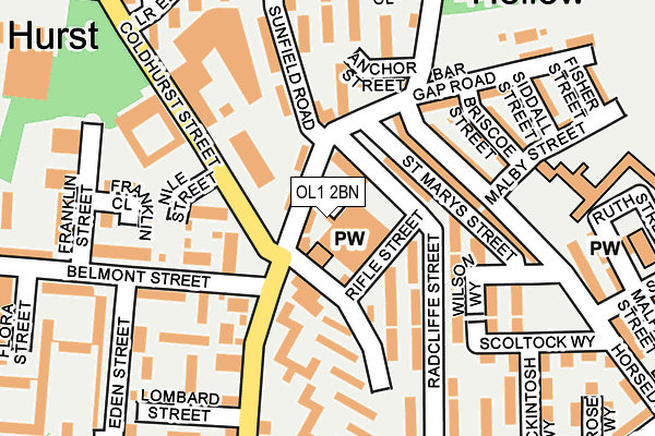 OL1 2BN map - OS OpenMap – Local (Ordnance Survey)