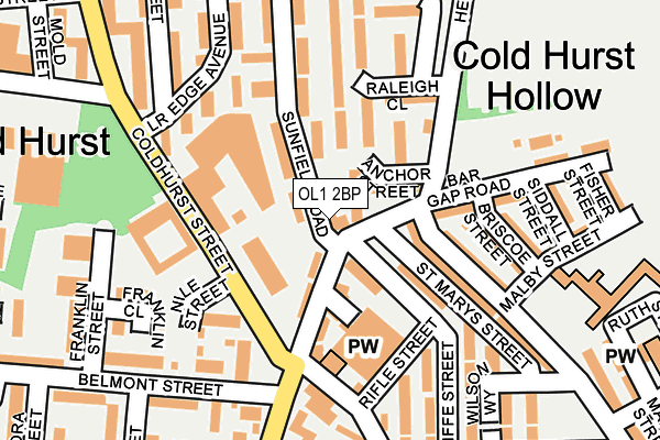 OL1 2BP map - OS OpenMap – Local (Ordnance Survey)