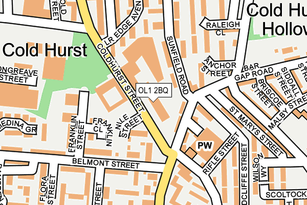 OL1 2BQ map - OS OpenMap – Local (Ordnance Survey)