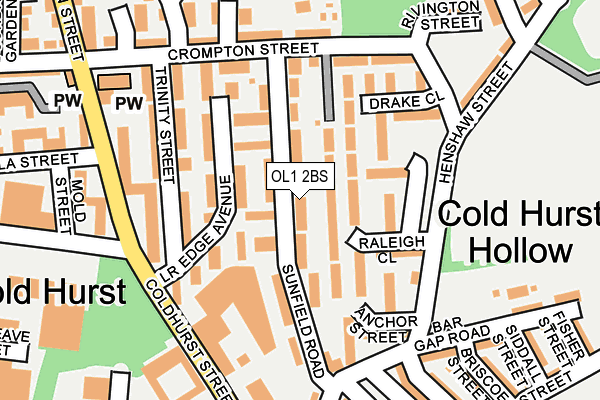 OL1 2BS map - OS OpenMap – Local (Ordnance Survey)