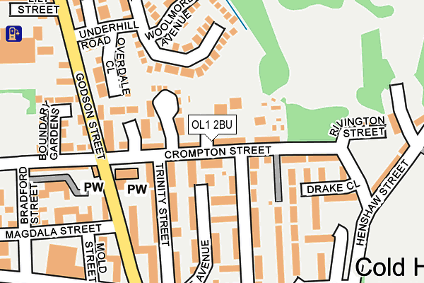 OL1 2BU map - OS OpenMap – Local (Ordnance Survey)