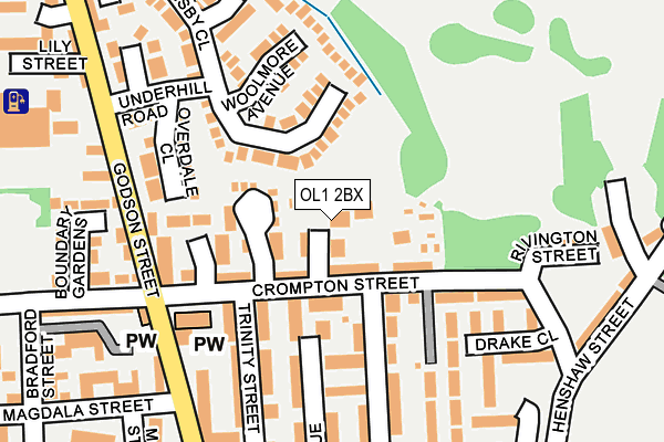 OL1 2BX map - OS OpenMap – Local (Ordnance Survey)