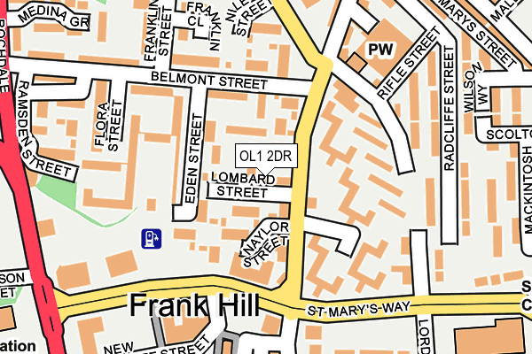 OL1 2DR map - OS OpenMap – Local (Ordnance Survey)
