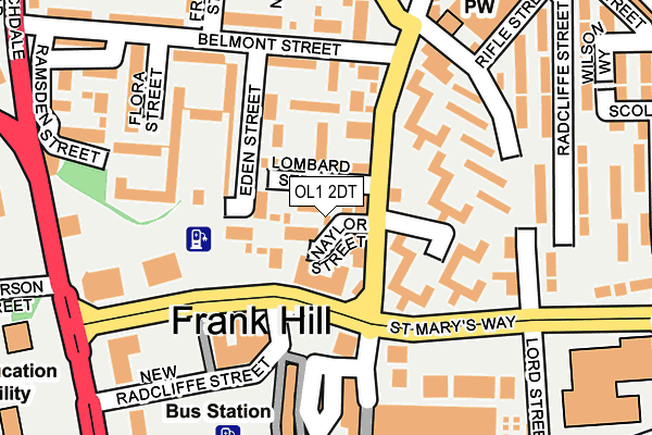 OL1 2DT map - OS OpenMap – Local (Ordnance Survey)