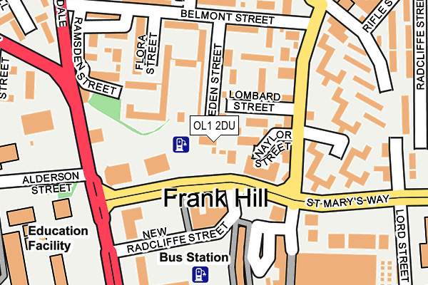 OL1 2DU map - OS OpenMap – Local (Ordnance Survey)