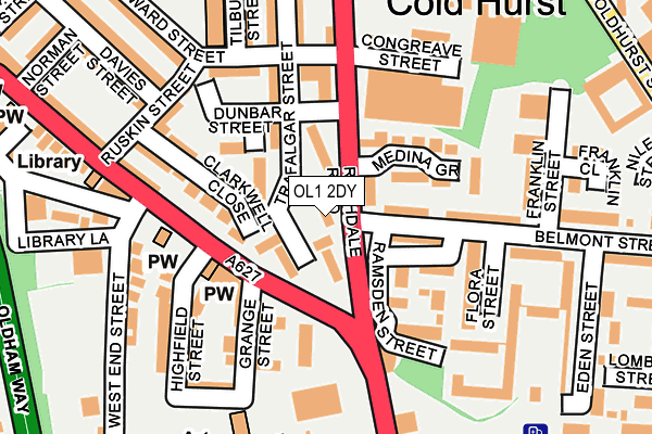 OL1 2DY map - OS OpenMap – Local (Ordnance Survey)