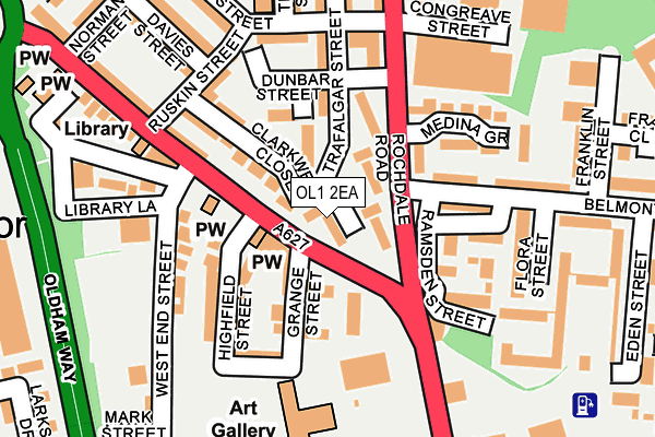 OL1 2EA map - OS OpenMap – Local (Ordnance Survey)