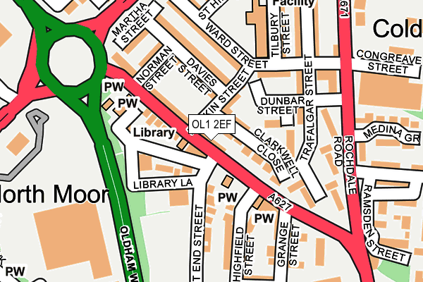 OL1 2EF map - OS OpenMap – Local (Ordnance Survey)