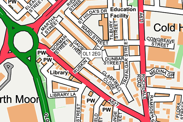 OL1 2EG map - OS OpenMap – Local (Ordnance Survey)