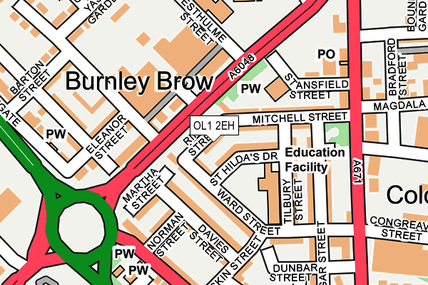 OL1 2EH map - OS OpenMap – Local (Ordnance Survey)