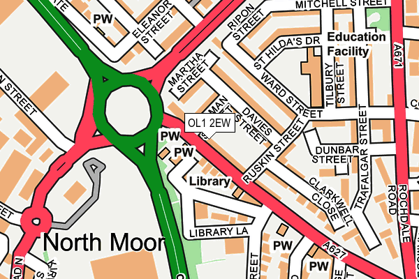 OL1 2EW map - OS OpenMap – Local (Ordnance Survey)