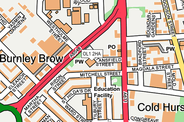 OL1 2HA map - OS OpenMap – Local (Ordnance Survey)