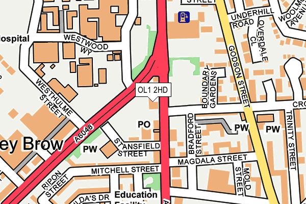 OL1 2HD map - OS OpenMap – Local (Ordnance Survey)
