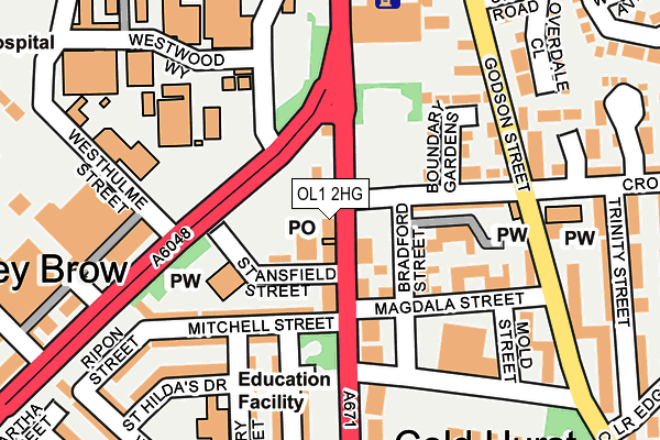 OL1 2HG map - OS OpenMap – Local (Ordnance Survey)