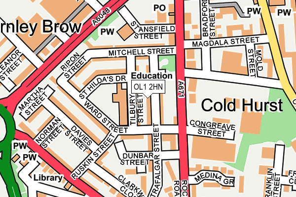 OL1 2HN map - OS OpenMap – Local (Ordnance Survey)